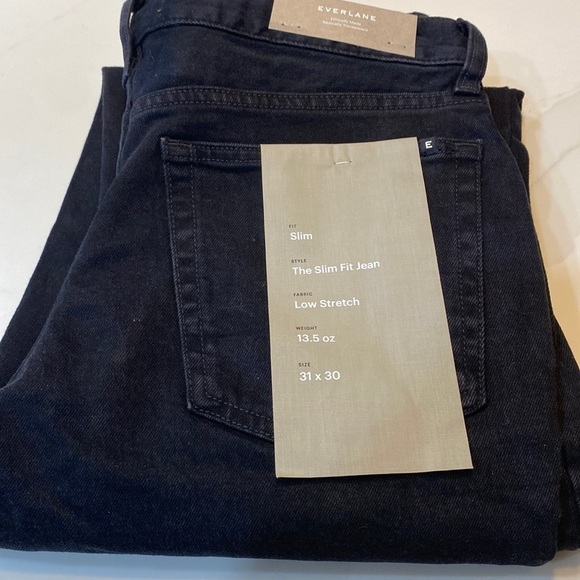 Everlane The Slim Fit Jean NWT 31x30 Black Low Stretch Denim Casual Grunge Goth - Picture 5 of 15